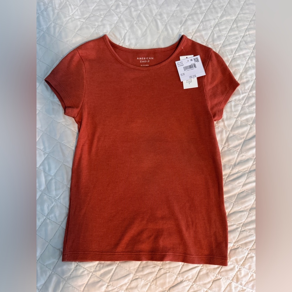 American Eagle Outfitters Women's Short Sleeve Rust Tee